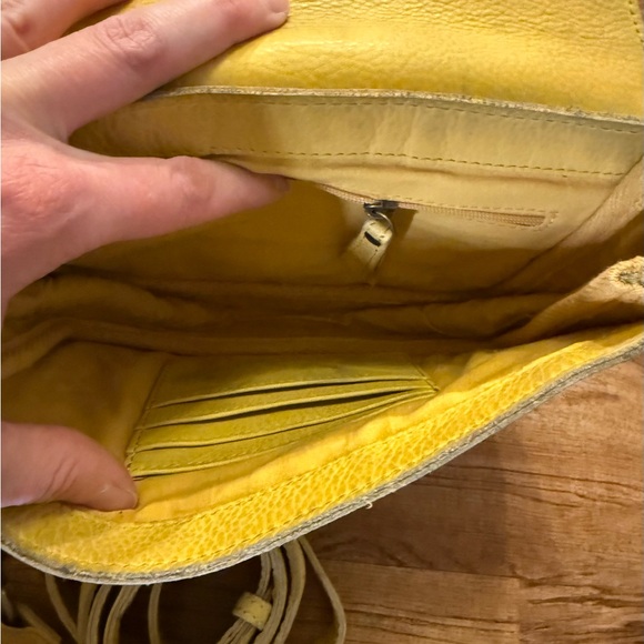 Myra Bag Bright Yellow Leather Crossbody with Whipstitch Trim - Picture 3 of 4